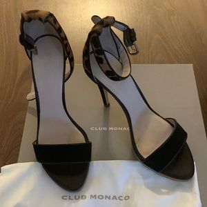 Club Monaco 4” black and leopard design heels